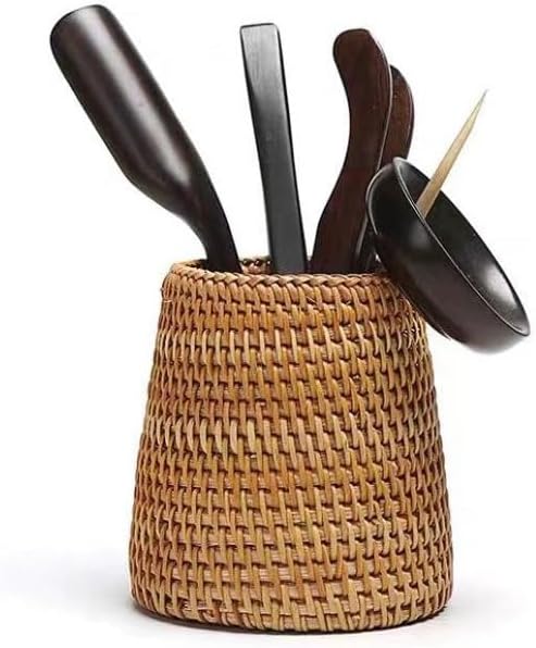 Vietnamese Rattan Pen Holder Decoration Tea Ceremony Six Gentleman Accessories Tea Set With Stationery Makeup Storage Container image 3