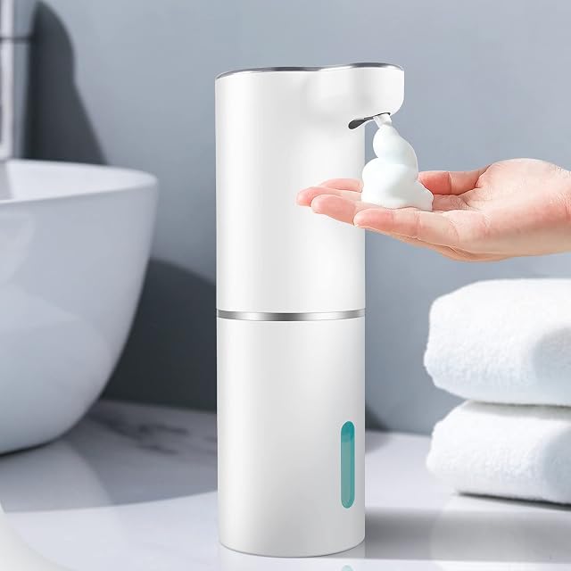 Automatic Soap Dispenser, Touchless Foaming Soap Dispenser, 300ML High Capacity Automatic Foaming Soap Dispenser, IPX5 Waterproof, USB Charging, Great for Kitchen Bathroom Hotel Office (White)