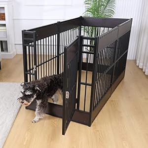 Dog Playpen, 31.5″ Height Dog Pen Indoor, Heavy Duty, Safe and Sturdy, Furniture Style Puppy playpen (Black)