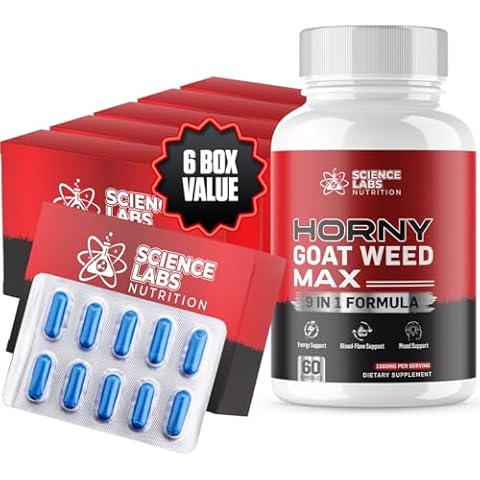 Science Labs | #1 Supplement Pills for Men Fast Acting Blood-Flow | Horny Goat Weed for Mood & Stamina + 8 Powerful Ingredients | No Prescription Required, Max Strength - 60 Capsules Cover