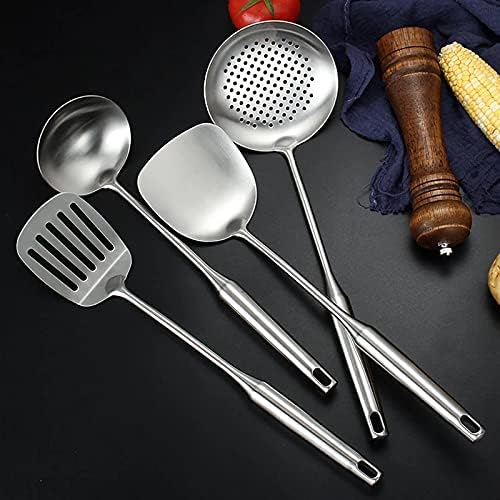 Miniatura 8 de LMMDP - Herramientas de cocina de acero inoxidable, espátula de sopa de acero inoxidable, colador grande, pala de cocina con mango hueco