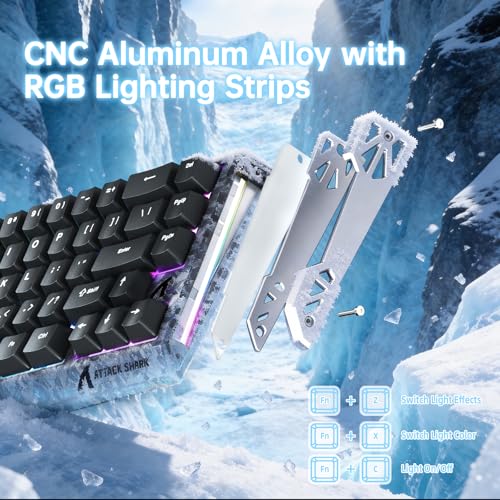 Image of ATTACK SHARK R68 HE Carbon Fiber 8000Hz Rapid Trigger Keyboard, 0.005mm RT Accuracy 68 Keys Wired Gaming Keyboard with Magnetic Switch, Adjustable Actuation, Snap Tap, RGB Lighting for PC /Mac, Black