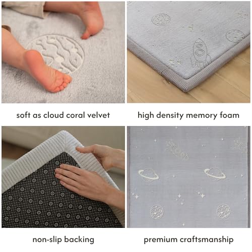Image of Hakuna Matte GlowCloud Baby Play Mat for Floor 47 inchx 67 inch Planets | Coral Velvet high-Density Foam Rug for Crawling & Cozy Play - Non-Slip, Water-Resistant, Easy-Care Tummy Time Mat
