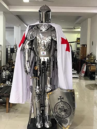 Nautical-Mart Medieval Knight Combat Full Body Wearable Suit of Armor Halloween Costume with Cloak Shield & Sword