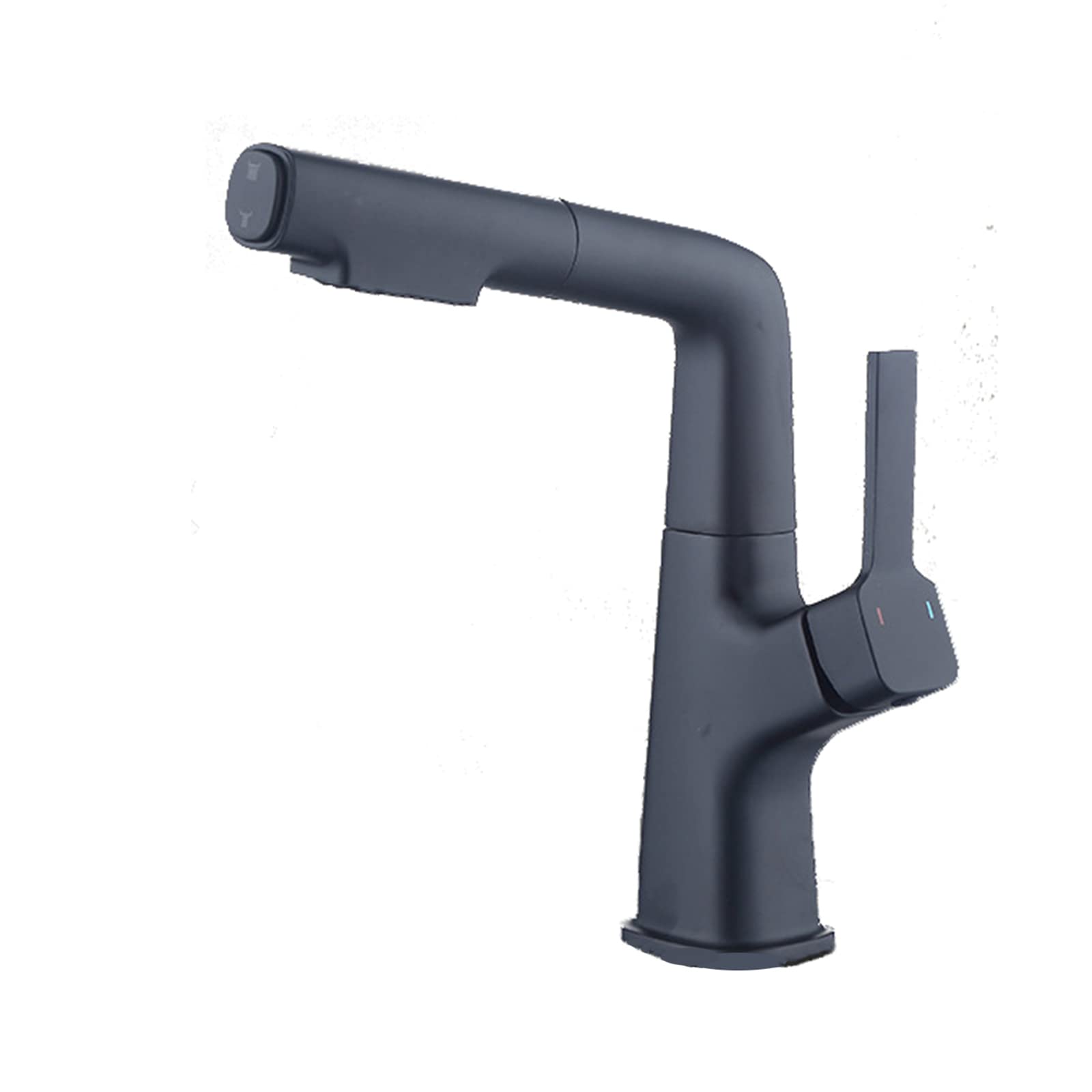 Nvsfzgiyg Nero Bathroom Sink Faucet With Pull Down Sprayer Liftable Brass Hot And Cold Single Handle Hole Retractable, For,Grey(Nero)