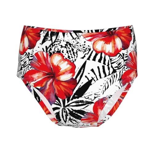 Watercolor Tropical Red Hibiscus Girls' Underwear Soft Cotton Little Girls Panties Comfort Briefs - Main Image