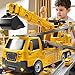 JUKUDAHU Construction Truck Crane Track Toy for Kids 3 4 5 6 7 8 Years Old, Engineering Excavator Vehicle Race Track with 8 Small Cars, Sound and Light, Boy Toys, Gifts for Toddlers Boy Girl Ages 3-5