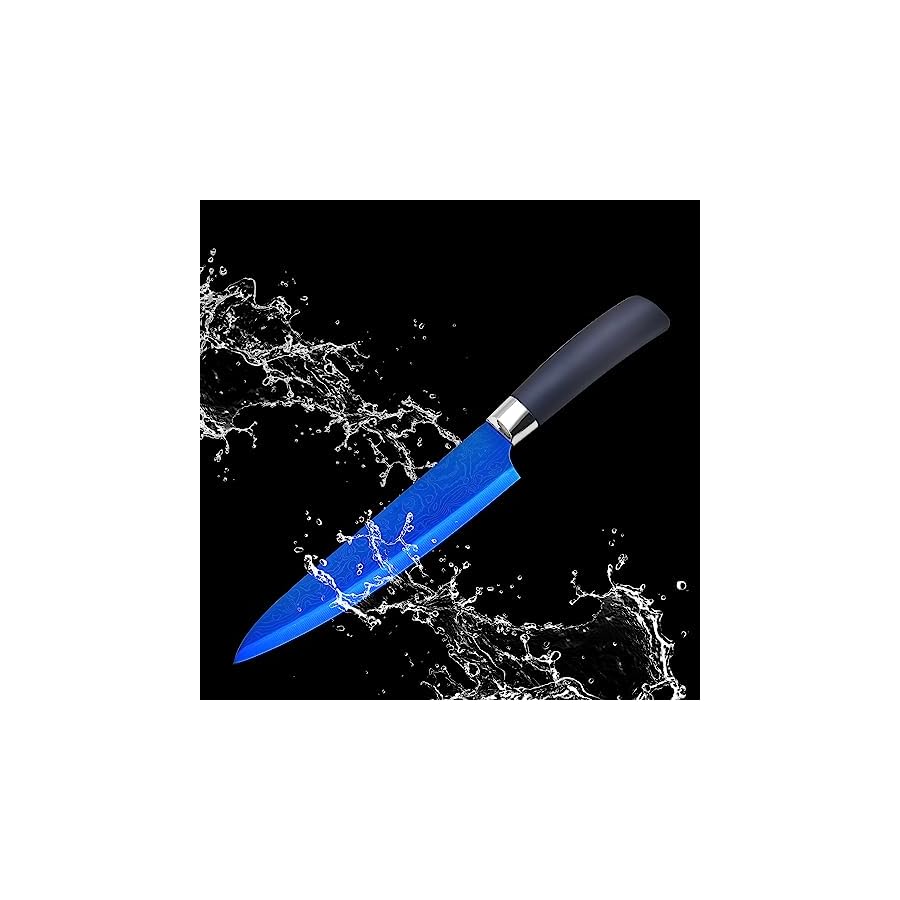 Knife-Set-Kitchen-Non-Stick-Knives-Set-with-Block-Thick-Blade-Cutlery-Knife-Block-Sets-with-Sharpener-6pcs-Steak-Knife-Shears-Chef-Sharp-Quality-Aluminum-Alloy-Block-Blue-Handle-and-Blade Knife Set, Kitchen Non Stick Knives Set with Block Thick Blade Cutlery Knife Block Sets with Sharpener 6pcs Steak Knife Shears Chef Sharp Quality Aluminum Alloy Block Blue Handle and Blade