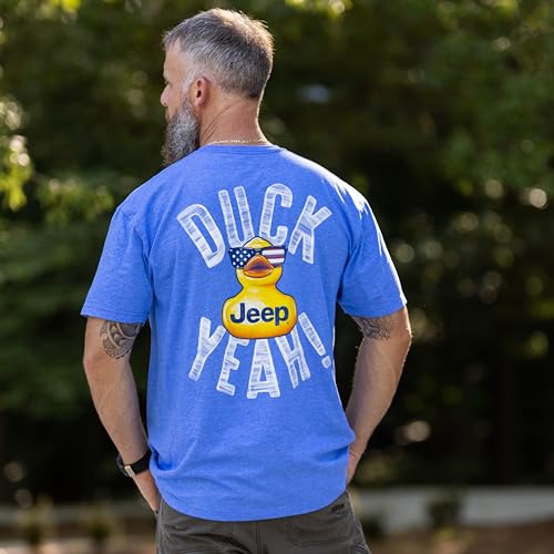 Jeep - Duck Yeah T-Shirt, Blue | Rubber Duck with American Flag Sunglasses Design | 50% Cotton / 50% Polyester3