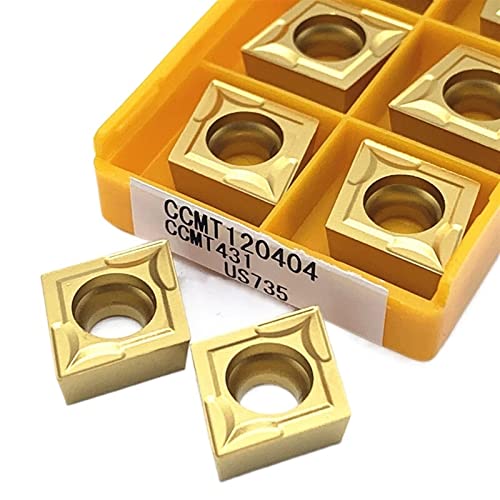 AALLYN Indexable Carbide Lathe Tool 10pcs CCMT120404 Carbide Lathe Cutter Turning CNC Machine Cutting Tool (Size : CCMT 120404 735)