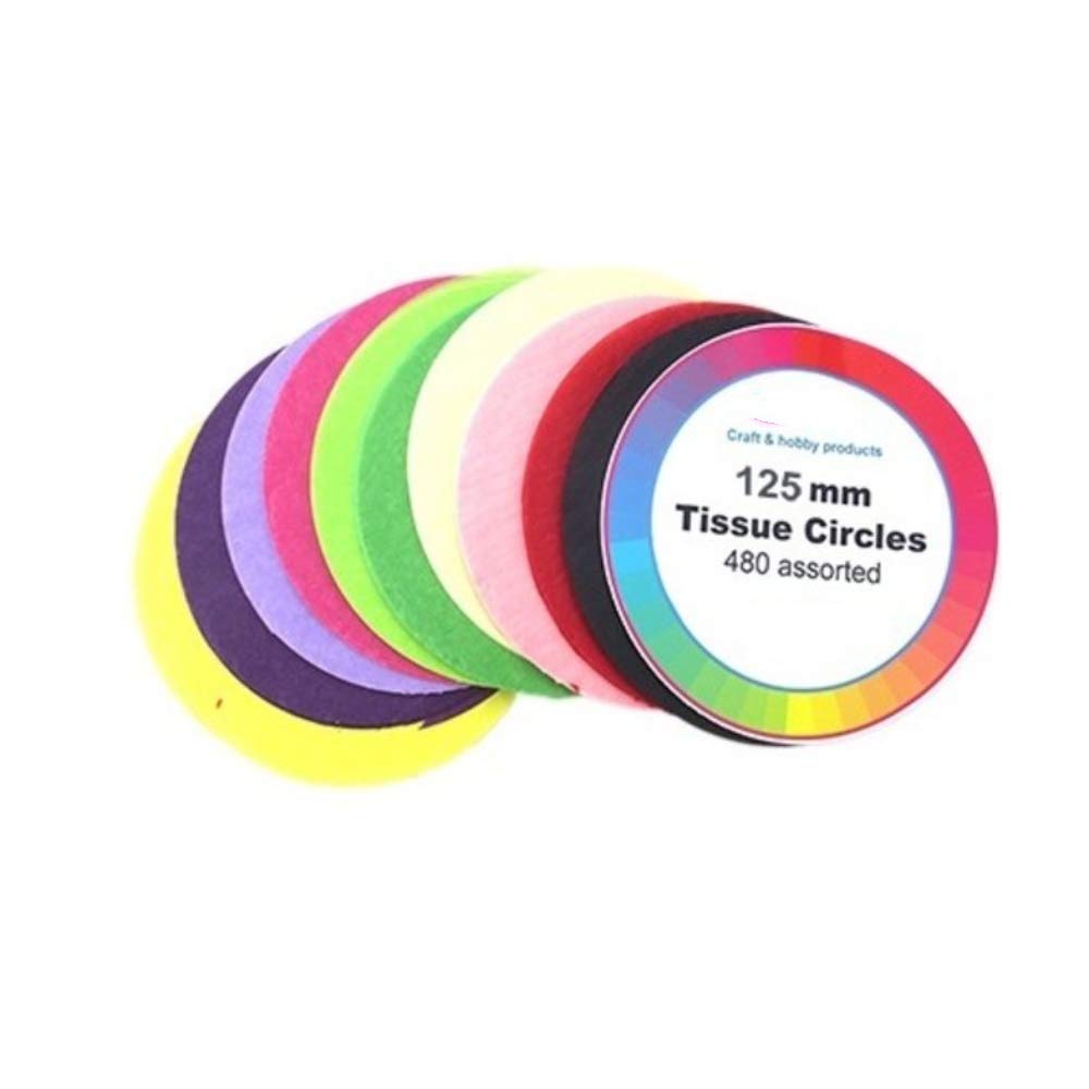 Crafty Capers Multicolor 480 Assorted Colours Tissue Paper Circles For Kids Crafts - 125Mm