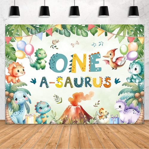 MEHOFOND One a Saurus Birthday Backdrop for Boys One a Saurus 1st Birthday Decorations Banner Jungle Dinosaur First Bday Photography Background Dino Themed 1 Year Old Party Supplies (7x5ft)