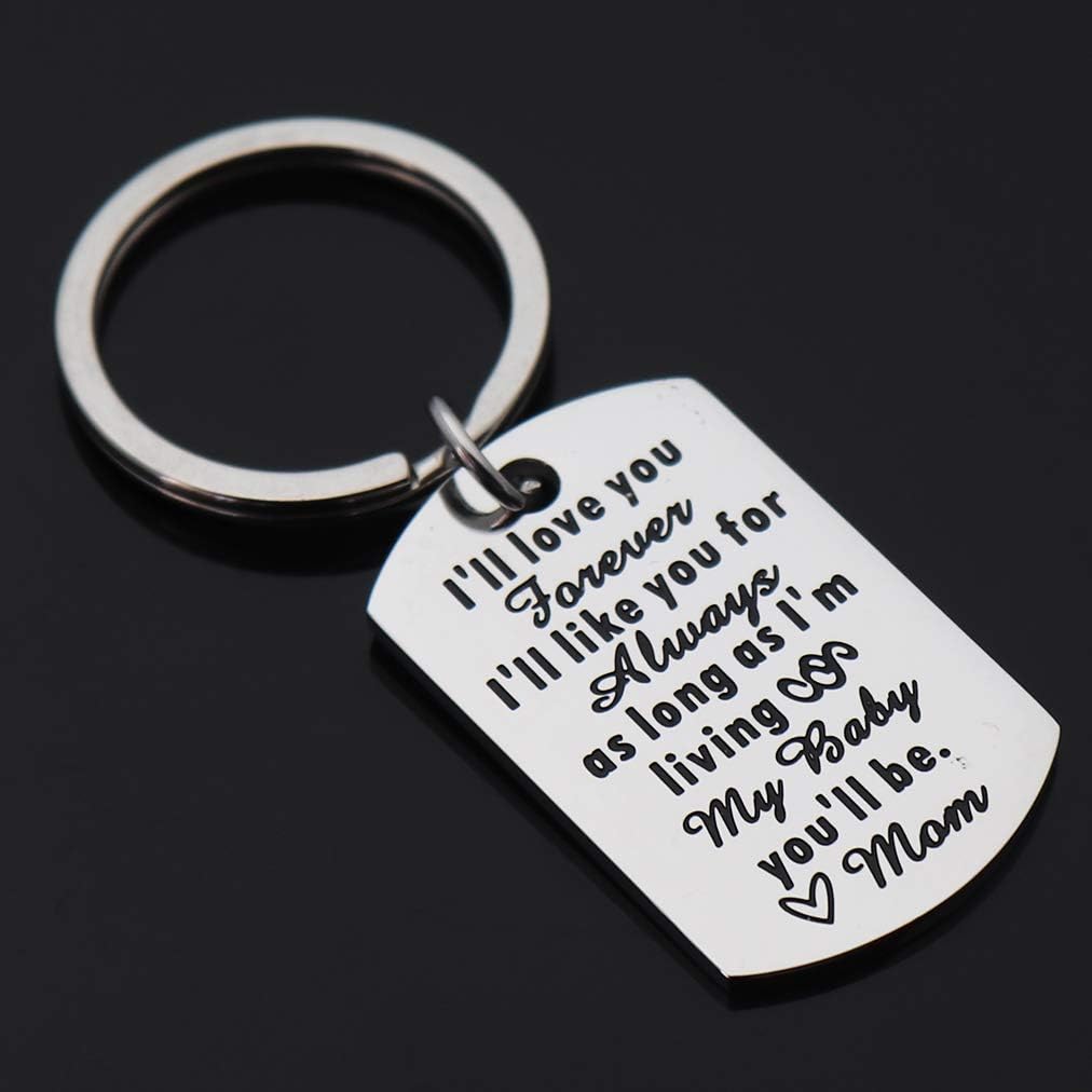 Eilygen Gifts for Son Personalized Dog Tag Keychain for Son I Love You Forever Key Chain Son Wedding Day Gift for Son