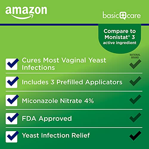 amazon basic care miconazole nitrate vaginal cream 4 percent 3-day yeast infection treatment for women 018 ounce - 3 count pack of 1