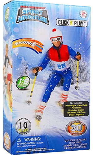 Click N' Play Cnp30602 Sports & Adventure Skiing 12"" Action Figure Play Set With Accessories, 12 Inches, Brown/A #TOP5
