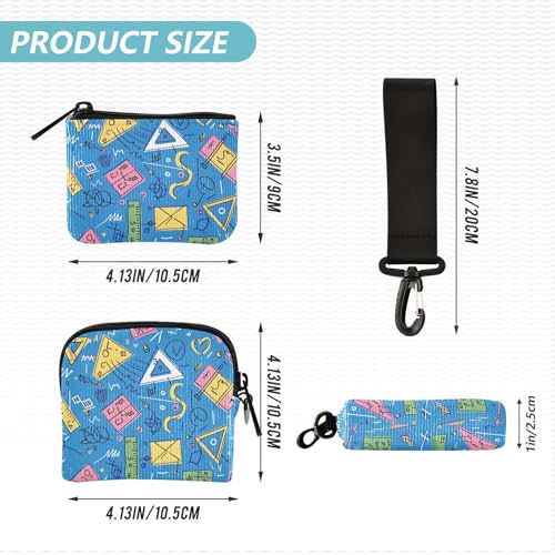 Math Calculation Dual Wristlet Wallets for Women Small Detachable Zipper Purse Wallet with Zipper Pocket for Lady 2 Packs4
