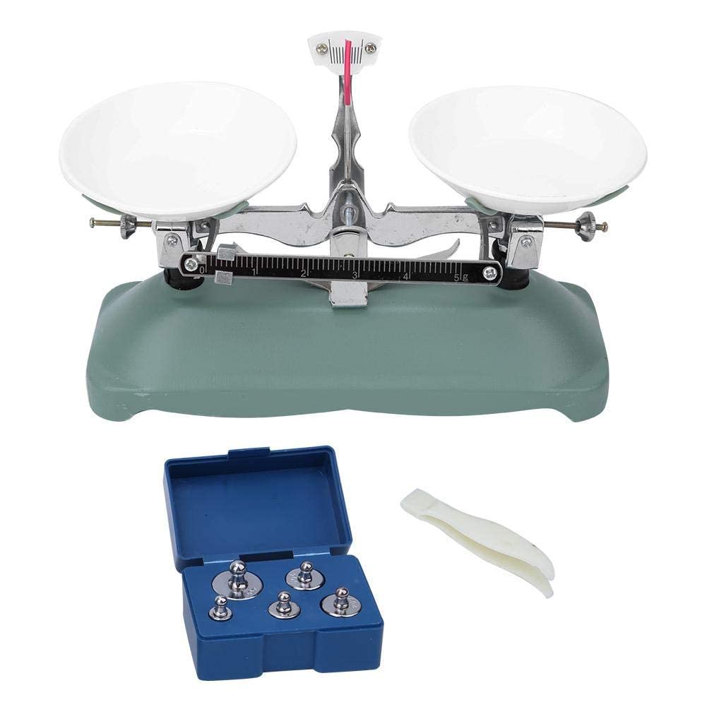 Schulwaage Waage Metall Spielzeug Tischwaage Maßstab Mechanische Waage mit Pinzette und Kalibriergewicht für Laborunterricht Physikzubehör Verschiedene Gewichte(100 g)