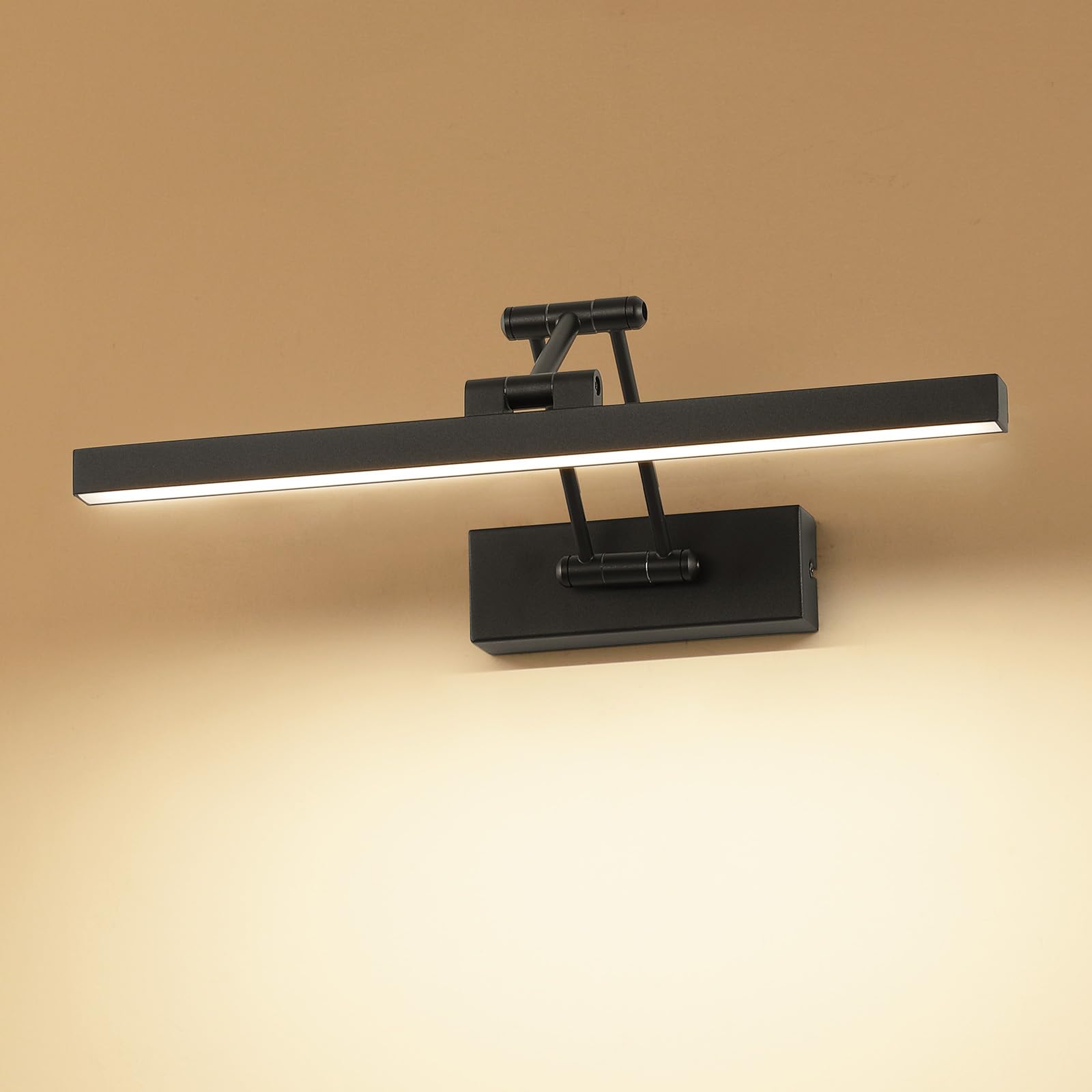 Pasoar LED Spiegel Lampe Badezimmer 40 cm, Rotation Lampen Spiegel für IP44, Licht Badezimmer 12W 960 LM, LED Lichter, Neutral Weiß 4000K, Schwarz