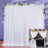 NSSONBEN 2 PCS Cortina de telón de Fondo Blanco, L150 * H215cm Fondos fotográficos, Poliéster Fondo para Boda, Cumpleaños, Fiesta, fotográficos, Navidad, Año Nuevo