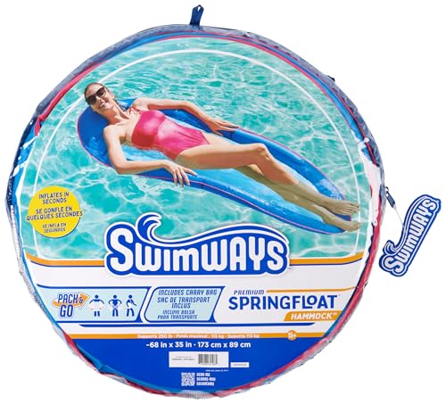 SwimWays Spring Float Premium Hammock Pool Lounger, Inflatable Pool Floats Adult with Fast Inflation for Ages 15 & Up
