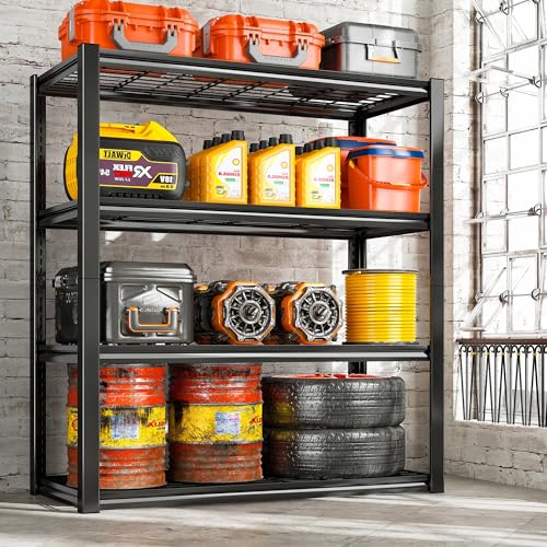 REIBII 40\" W Garage Shelving Heavy Duty Storage Shelves 2240LBS Heavy Duty Shelving 4-Tier Adjustable Metal Shelves for Storage Rack Industrial Shelving Utility Shelf,40\" W X19.5 D X59.5 H