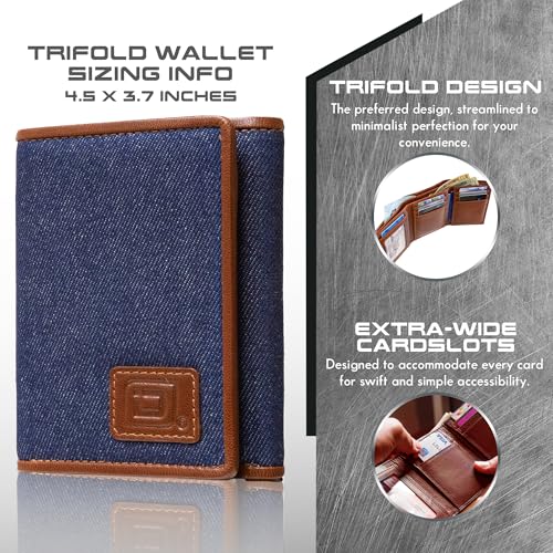 Image of Extra Capacity Trifold Wallet for Men - RFID Blocking Genuine Leather Wallet (IDSH7003-ID-den)