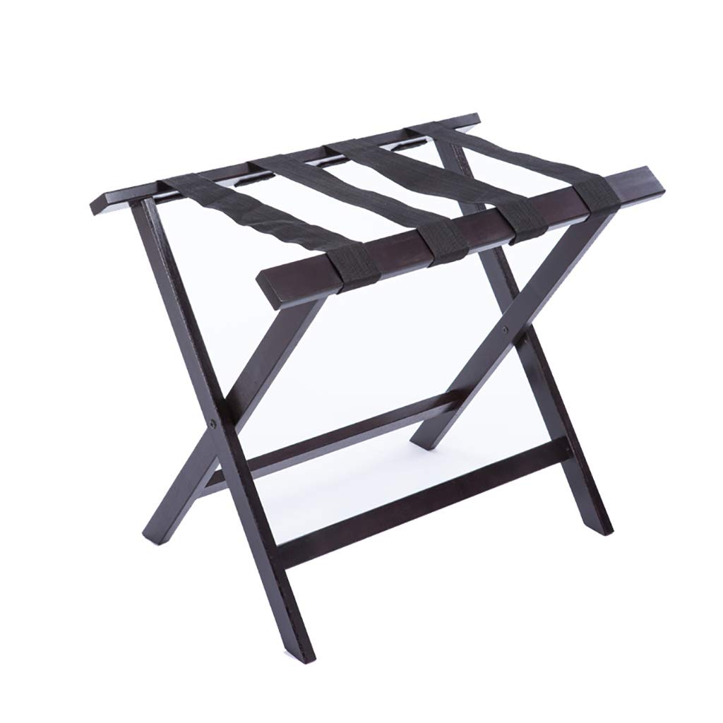 MSHGSKU Luggage Racks Hotel Luggage Rack Clothes Rack Landing Fold Solid Wood Room Luggage Storage Rack Black