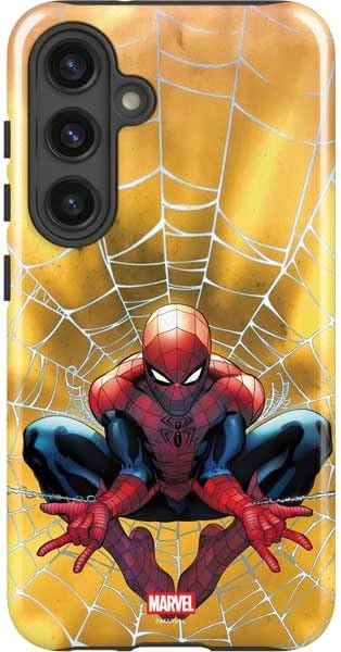 Skinit Impact Phone Case Compatible with Galaxy S25 - Officially Licensed Marvel Spiderman Web Throw Design
