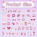 55 Pcs Preppy Pink Stickers for Water Bottle, Cute Girl Pink Aesthetic Waterproof Laptop Stickers, Party Phone Case Scrapbook Skateboard Luggage Mirror