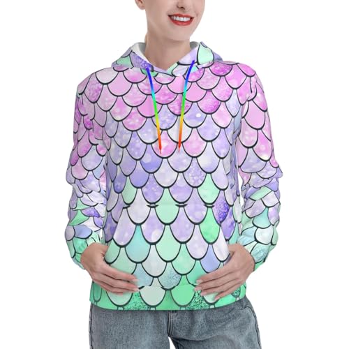 Sweat à capuche femme avec poche kangourou et motif écailles ajusté