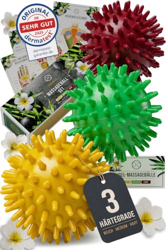HELDSON Igelball Set – 3 Massagebälle mit Noppen, weich bis hart, Fuß, Hand