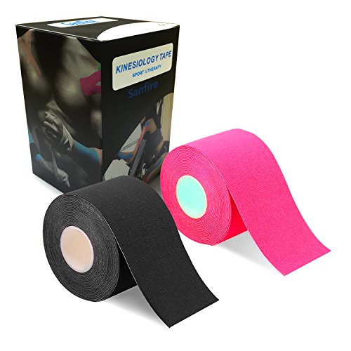 Kinesiology Tape 2 Rolls Combo Pack for Athletic Sports, Recovery and Physiotherapy, Waterproof, Uncut, 2-Inch x 16.4-Feet