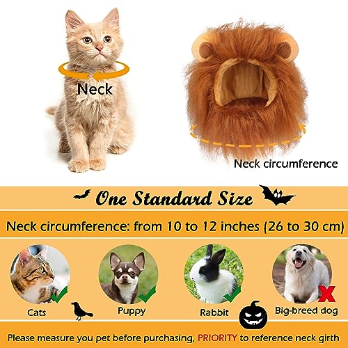 Image of Cat Halloween Costumes - Lion Mane Wigs for Cat Costumes, Adjustable Comfortable Funny Pet Kitten Cats Dress Up Clothing Accessories for Halloween Christmas Festival Party