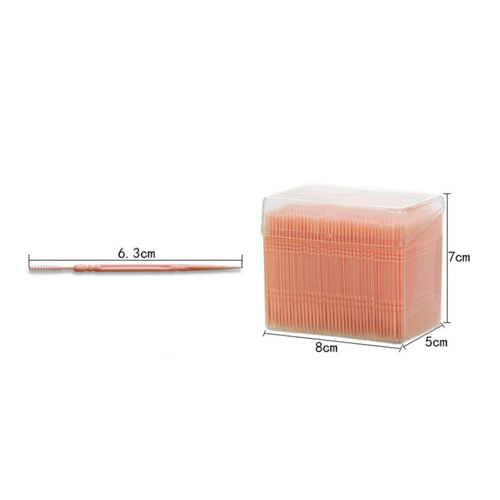 Lot de 1100 cure-dents jetables en plastique avec étui transparent - Brosse interdentaire souple double tête vert