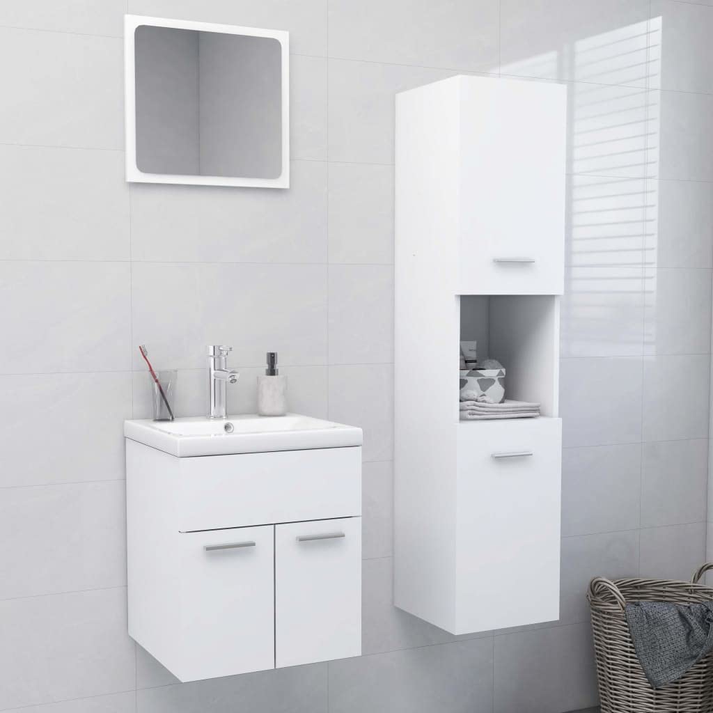 Juego de Muebles de baño Madera de ingeniería Blanco, Mobiliario Conjuntos de Muebles Muebles de baño, Blanco, 30.41kg