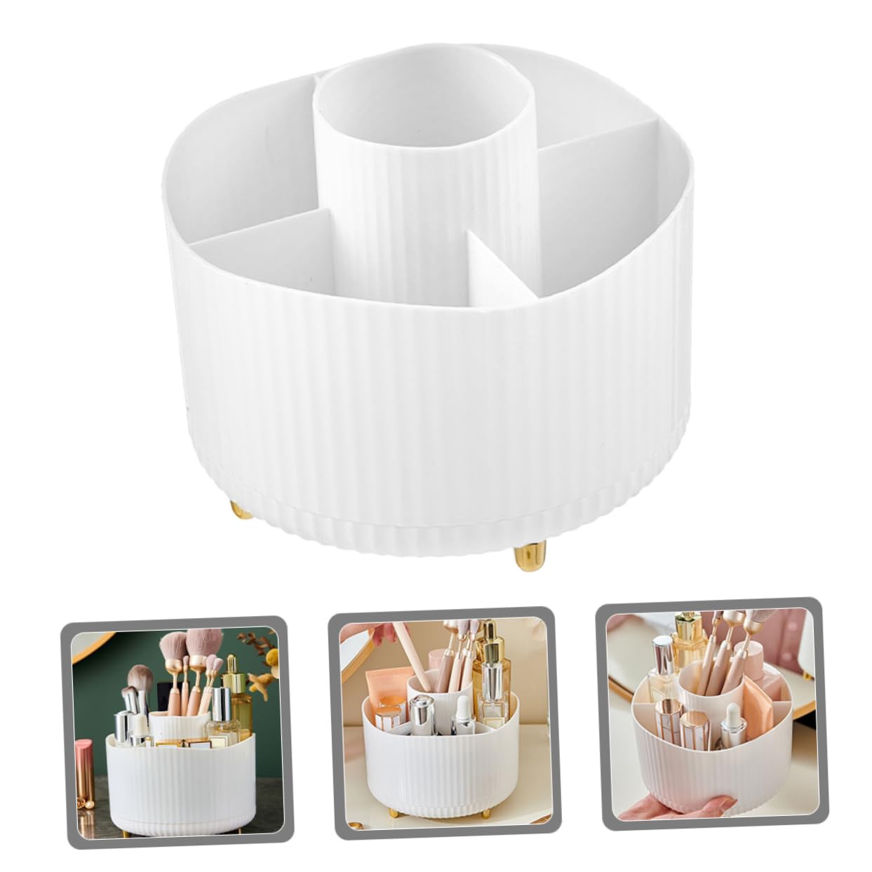 4 Piezas Organizador de Maquillaje para tocador Tapa Cromo Titulares cosmético Cajas almacenaje Cajas de almacenaje Organizador de Pinceles Cubo de Cepillo doméstico páginas Cabilock