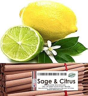 Oakland Gardens Premium Jumbo Hand Dipped Incense Sticks, You Choose The Scent. 30 Huge Sticks Sage & Citrus (Sage & Citrus)