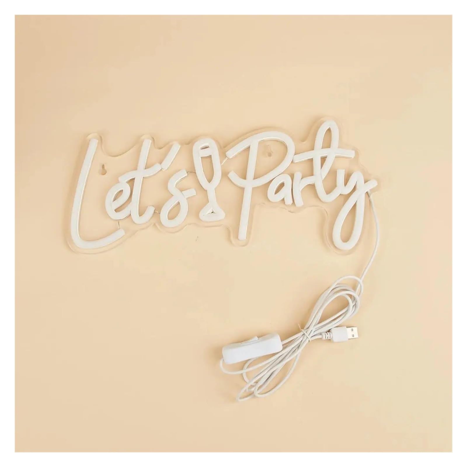 Luz de Diseño de Digital Lámpara De Pared Con Luz De Noche LED De Neón Let's Party Alimentada Por USB Para Fiestas, Bares, Vacaciones, Hogar, Habitación 16cmx34.5cm