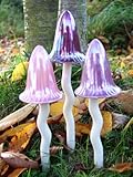 Bosmere W121 3-Pack Garden Ceramic Lawn Ornament, Toadstools, Luster Spring Colors