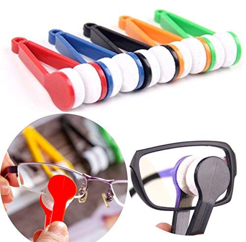 TECHVIDA 5 Pcs Mini Sun Glasses Eyeglass Microfiber Spectacles Cleaner Soft Brush Cleaning Tool Mini Microfiber Glasses Eyeglasses Cleaner Cleaning Clip (Random Color)