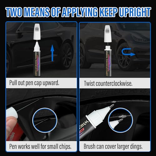 Tinta de retoque de aro preto brilhante, caneta de retoque de reparo de arranhões na roda do carro,