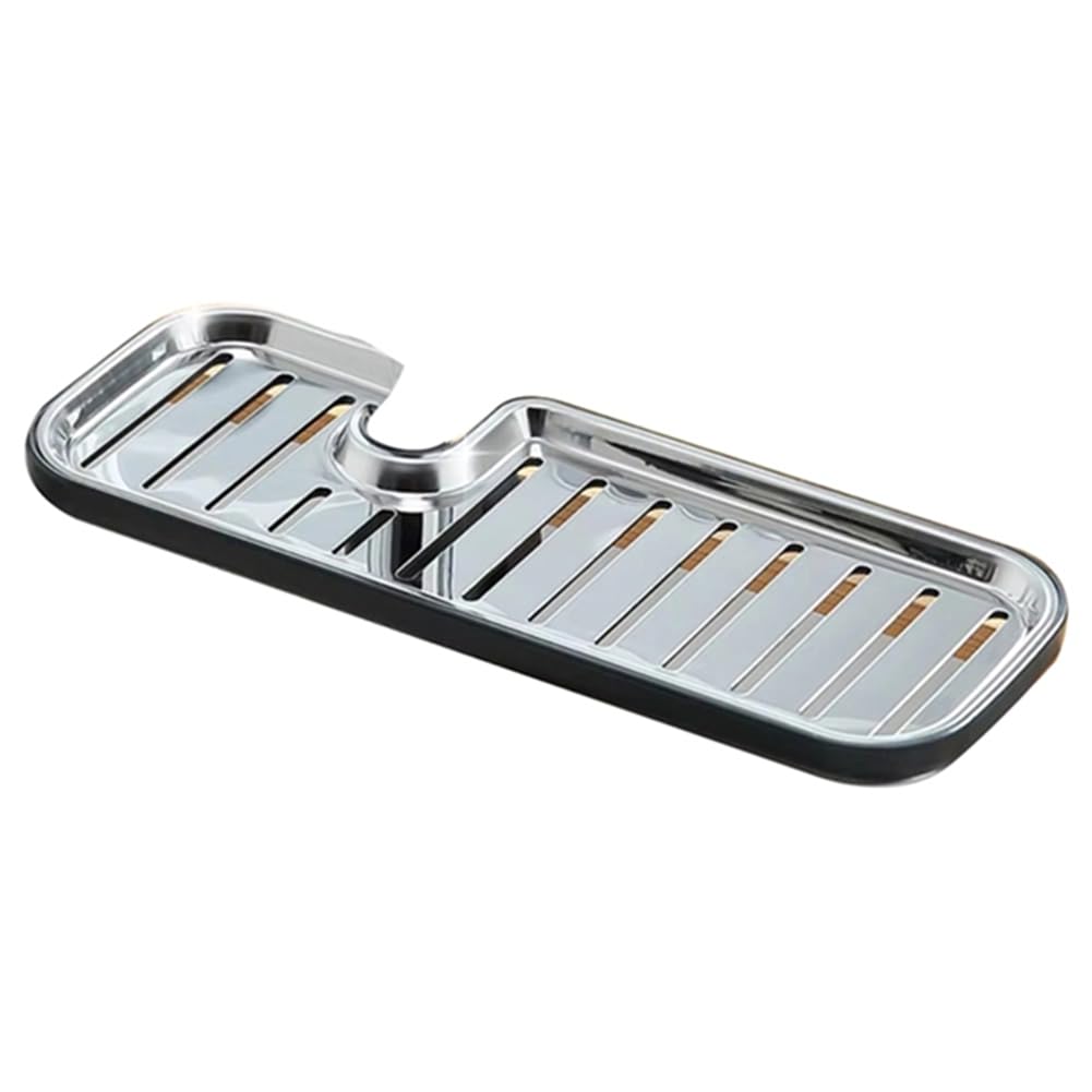 CTRLZS Soap Dish Rack Sink Faucet Organizer Stainless Steel Sponge Holder Kitchen Faucet Longer Version