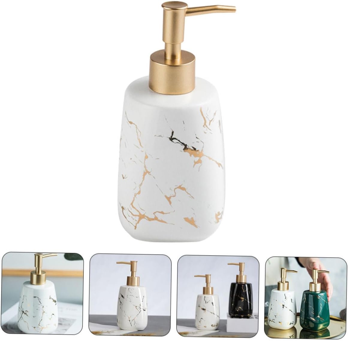 Zerodeko Ceramic Bottle Soap Dispenser Decorative Lotion Bottle Bathroom Vanity Decor