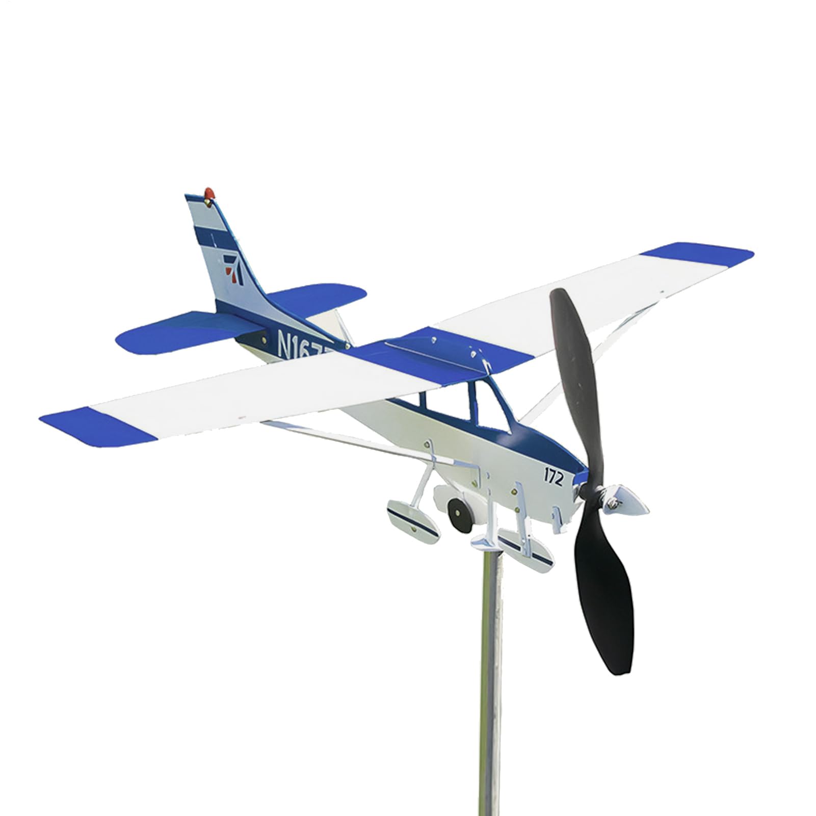 Airplane Weather Vane - Cessna 172 Roof Mount Wind Direction Indicator, Metal Outdoor Windmill Decor, Yard And Garden Art Style Wind Chime, Roof Top Weather Station Ornament