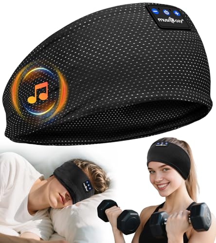 MUSICOZY Sleep Headphones, Comfortable Headband Headphones for Side Sleepers - Breathable Cool-Tech Sleep & Sport Headband with 16-Hour Playtime, Ultra-Soft Wireless Sleep Headphones for Comfort
