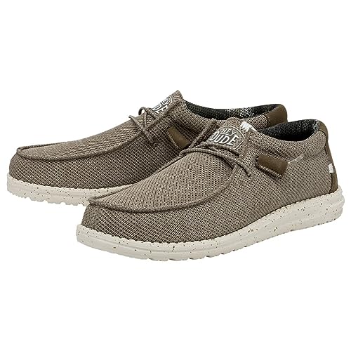 Image of HEYDUDE Men's Wally Sox Stitch Men Slip On Loafer, Sand Size 15 | Lightweight Woven Stretch Shoe with Elastic Laces