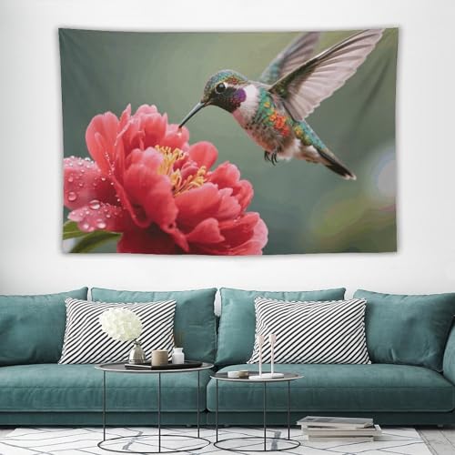 Tenture murale colibri 152x228 cm pour transformer un mur blanc en décor bohème