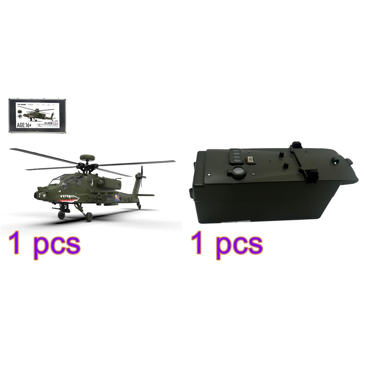 1/32 F11 AH64 RC elicottero per adulti, 2.4G 6CH Flybarless senza timoni 6G/3D Stunt RC Elicottero militare, RC esercito elicottero modello giocattolo regalo -BNF