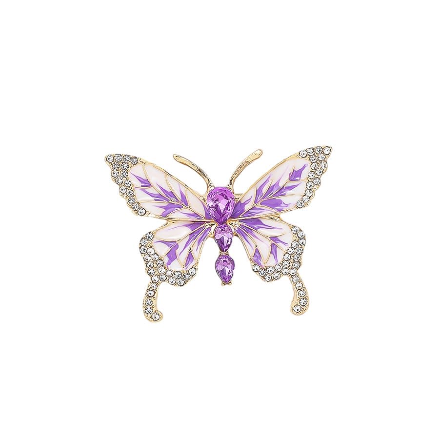 Image of Butterfly Crystal Rhinestone Brooch Pin for Women Colorful Glitter Pearl Bead Lapel Pins Hats Clothes Dress Accessories Jewelry