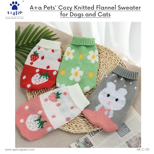 Image of A+a Pets' Cozy Knitted Flannel Sweater - Soft, Warm, Comfortable Fleece, Cold Weather Clothes for Dogs and Cats (XS, Snow Navy)